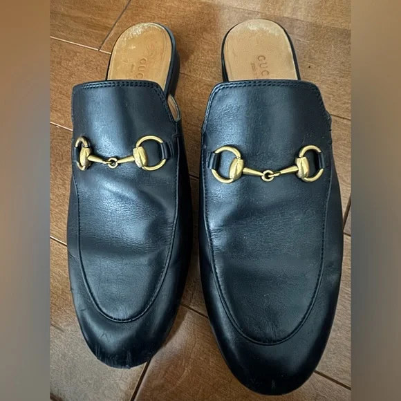 Gucci size 7 Princetown black leather mules loafer slides - Picture 6 of 9